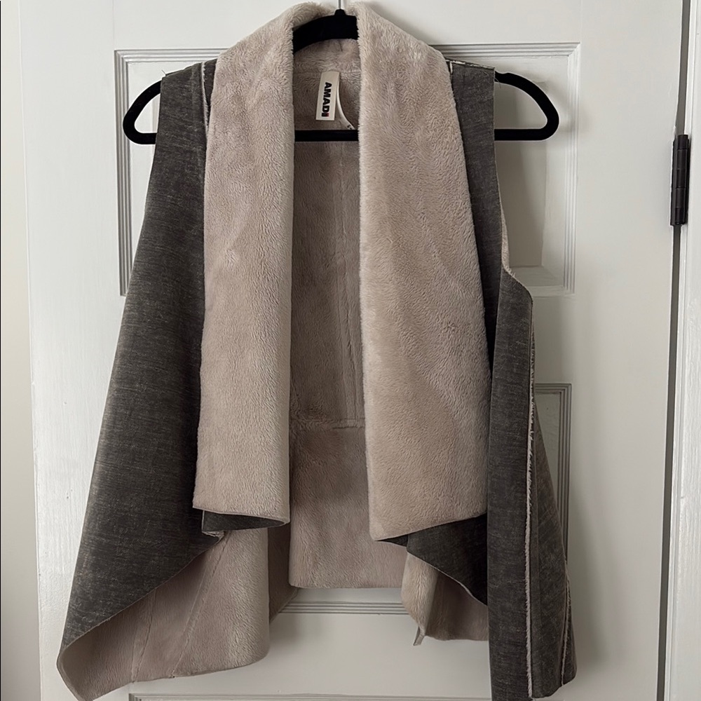 Elegant Gray and Cream Teddy Jacket